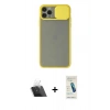 MARSİLYAN™- iPhone 11 Pro Max Kılıf Vadi Çizgi - Şeffaf Pasifik Cam Ekran Koruyucu + Kamera Lens Koruma Cam - SF