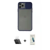 MARSİLYAN™- iPhone 11 Pro Max Kılıf Vadi Çizgi - Şeffaf Pasifik Cam Ekran Koruyucu + Kamera Lens Koruma Cam - SF