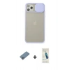 MARSİLYAN™- iPhone 11 Pro Max Kılıf Vadi Çizgi - Şeffaf Pasifik Cam Ekran Koruyucu + Shine Kamera Lens Koruma Cam - SABE