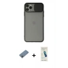 MARSİLYAN™- iPhone 11 Pro Max Kılıf Vadi Çizgi - Şeffaf Pasifik Cam Ekran Koruyucu + Shine Kamera Lens Koruma Cam - SABE