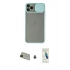 MARSİLYAN™- iPhone 11 Pro Max Kılıf Vadi Çizgi - Şeffaf Pasifik Cam Ekran Koruyucu + Rainbow Kamera Lens Koruma Cam - YL