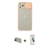 MARSİLYAN™- iPhone 11 Pro Max Kılıf Vadi Çizgi - Şeffaf Pasifik Cam Ekran Koruyucu + Rainbow Kamera Lens Koruma Cam - YL