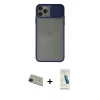 MARSİLYAN™- iPhone 11 Pro Max Kılıf Vadi Çizgi - Şeffaf Pasifik Cam Ekran Koruyucu + Rainbow Kamera Lens Koruma Cam - YL