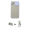 MARSİLYAN™- iPhone 11 Pro Max Kılıf Vadi Çizgi - Şeffaf Pasifik Cam Ekran Koruyucu + Rainbow Kamera Lens Koruma Cam - YL