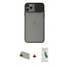 MARSİLYAN™- iPhone 11 Pro Max Kılıf Vadi Çizgi - Şeffaf Pasifik Cam Ekran Koruyucu + Rainbow Kamera Lens Koruma Cam - YL