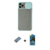 MARSİLYAN™- iPhone 11 Pro Max Kılıf Vadi Çizgi - Siyah 18D Cam Ekran Koruyucu + Metal Kamera Lens Koruma Cam - AKYL