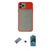 MARSİLYAN™- iPhone 11 Pro Max Kılıf Vadi Çizgi - Siyah 18D Cam Ekran Koruyucu + Gold Shine Kamera Lens Koruma Cam