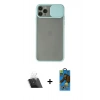 MARSİLYAN™- iPhone 11 Pro Max Kılıf Vadi Çizgi - Siyah 18D Cam Ekran Koruyucu + Kamera Lens Koruma Cam - SF