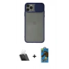 MARSİLYAN™- iPhone 11 Pro Max Kılıf Vadi Çizgi - Siyah 18D Cam Ekran Koruyucu + Kamera Lens Koruma Cam - SF