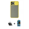 MARSİLYAN™- iPhone 11 Pro Max Kılıf Vadi Çizgi - Siyah 18D Cam Ekran Koruyucu + Kamera Lens Koruma Cam - SF