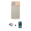 MARSİLYAN™- iPhone 11 Pro Max Kılıf Vadi Çizgi - Siyah 18D Cam Ekran Koruyucu + Pers Alüminyum Kamera Lens - LT