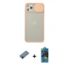 MARSİLYAN™- iPhone 11 Pro Max Kılıf Vadi Çizgi - Siyah 18D Cam Ekran Koruyucu + Metal Kamera Lens Koruma Cam - MI