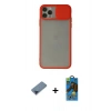 MARSİLYAN™- iPhone 11 Pro Max Kılıf Vadi Çizgi - Siyah 18D Cam Ekran Koruyucu + Metal Kamera Lens Koruma Cam - MI