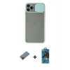 MARSİLYAN™- iPhone 11 Pro Max Kılıf Vadi Çizgi - Siyah 18D Cam Ekran Koruyucu + Metal Kamera Lens Koruma Cam - MI
