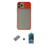 MARSİLYAN™- iPhone 11 Pro Max Kılıf Vadi Çizgi - Siyah 18D Cam Ekran Koruyucu + Metal Kamera Lens Koruma Cam - GS