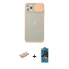 MARSİLYAN™- iPhone 11 Pro Max Kılıf Vadi Çizgi - Siyah 18D Cam Ekran Koruyucu + Renkli Kamera Lens Koruma Cam - PE