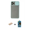 MARSİLYAN™- iPhone 11 Pro Max Kılıf Vadi Çizgi - Siyah 18D Cam Ekran Koruyucu + Renkli Kamera Lens Koruma Cam - PE