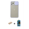MARSİLYAN™- iPhone 11 Pro Max Kılıf Vadi Çizgi - Siyah 18D Cam Ekran Koruyucu + Renkli Kamera Lens Koruma Cam - PE