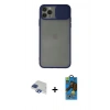 MARSİLYAN™- iPhone 11 Pro Max Kılıf Vadi Çizgi - Siyah 18D Cam Ekran Koruyucu + Pers Alüminyum Kamera Lens - LT
