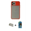 MARSİLYAN™- iPhone 11 Pro Max Kılıf Vadi Çizgi - Siyah 18D Cam Ekran Koruyucu + Rainbow Kamera Lens Koruma Cam - GD