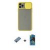 MARSİLYAN™- iPhone 11 Pro Max Kılıf Vadi Çizgi - Siyah 18D Cam Ekran Koruyucu + Shine Kamera Lens Koruma Cam - PE