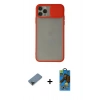 MARSİLYAN™- iPhone 11 Pro Max Kılıf Vadi Çizgi - Siyah 18D Cam Ekran Koruyucu + Metal Kamera Lens Koruma Cam - SH
