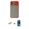 MARSİLYAN™- iPhone 11 Pro Max Kılıf Vadi Çizgi - Siyah 18D Cam Ekran Koruyucu + Renkli Kamera Lens Koruma Cam - TU