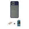 MARSİLYAN™- iPhone 11 Pro Max Kılıf Vadi Çizgi - Siyah 18D Cam Ekran Koruyucu + Renkli Kamera Lens Koruma Cam - TU