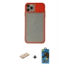 MARSİLYAN™- iPhone 11 Pro Max Kılıf Vadi Çizgi - Siyah 18D Cam Ekran Koruyucu + Renkli Kamera Lens Koruma Cam - YL