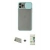 MARSİLYAN™- iPhone 11 Pro Max Kılıf Vadi Çizgi - Siyah 20D Premium Cam Ekran Koruyucu + Rainbow Kamera Lens Koruma Cam - GD