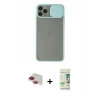 MARSİLYAN™- iPhone 11 Pro Max Kılıf Vadi Çizgi - Siyah 20D Premium Cam Ekran Koruyucu + Pers Alüminyum Kamera Lens - KI
