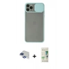 MARSİLYAN™- iPhone 11 Pro Max Kılıf Vadi Çizgi - Siyah 20D Premium Cam Ekran Koruyucu + Pers Alüminyum Kamera Lens - LT