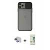 MARSİLYAN™- iPhone 11 Pro Max Kılıf Vadi Çizgi - Siyah 20D Premium Cam Ekran Koruyucu + Pers Alüminyum Kamera Lens - LT