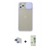 MARSİLYAN™- iPhone 11 Pro Max Kılıf Vadi Çizgi - Siyah 20D Premium Cam Ekran Koruyucu + Pers Alüminyum Kamera Lens - LT