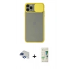 MARSİLYAN™- iPhone 11 Pro Max Kılıf Vadi Çizgi - Siyah 20D Premium Cam Ekran Koruyucu + Pers Alüminyum Kamera Lens - LT