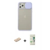 MARSİLYAN™- iPhone 11 Pro Max Kılıf Vadi Çizgi - Siyah 20D Premium Cam Ekran Koruyucu + Mavi Renkli Kamera Lens Koruma Cam