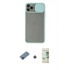 MARSİLYAN™- iPhone 11 Pro Max Kılıf Vadi Çizgi - Siyah 20D Premium Cam Ekran Koruyucu + Metal Kamera Lens Koruma Cam - MI