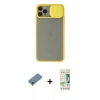 MARSİLYAN™- iPhone 11 Pro Max Kılıf Vadi Çizgi - Siyah 20D Premium Cam Ekran Koruyucu + Metal Kamera Lens Koruma Cam - AKYL