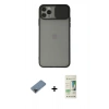 MARSİLYAN™- iPhone 11 Pro Max Kılıf Vadi Çizgi - Siyah 20D Premium Cam Ekran Koruyucu + Metal Kamera Lens Koruma Cam - SH