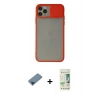 MARSİLYAN™- iPhone 11 Pro Max Kılıf Vadi Çizgi - Siyah 20D Premium Cam Ekran Koruyucu + Metal Kamera Lens Koruma Cam - MI