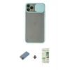 MARSİLYAN™- iPhone 11 Pro Max Kılıf Vadi Çizgi - Siyah 20D Premium Cam Ekran Koruyucu + Metal Kamera Lens Koruma Cam - MR