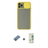 MARSİLYAN™- iPhone 11 Pro Max Kılıf Vadi Çizgi - Siyah 20D Premium Cam Ekran Koruyucu + Metal Kamera Lens Koruma Cam - MI