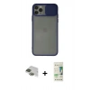 MARSİLYAN™- iPhone 11 Pro Max Kılıf Vadi Çizgi - Siyah 20D Premium Cam Ekran Koruyucu + Pers Alüminyum Kamera Lens - YL