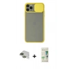 MARSİLYAN™- iPhone 11 Pro Max Kılıf Vadi Çizgi - Siyah 20D Premium Cam Ekran Koruyucu + Pers Alüminyum Kamera Lens - YL