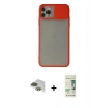 MARSİLYAN™- iPhone 11 Pro Max Kılıf Vadi Çizgi - Siyah 20D Premium Cam Ekran Koruyucu + Pers Alüminyum Kamera Lens - YL