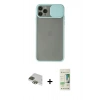 MARSİLYAN™- iPhone 11 Pro Max Kılıf Vadi Çizgi - Siyah 20D Premium Cam Ekran Koruyucu + Pers Alüminyum Kamera Lens - YL