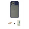 MARSİLYAN™- iPhone 11 Pro Max Kılıf Vadi Çizgi - Siyah 20D Premium Cam Ekran Koruyucu + Renkli Kamera Lens Koruma Cam - TU