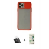 MARSİLYAN™- iPhone 11 Pro Max Kılıf Vadi Çizgi - Siyah 20D Premium Cam Ekran Koruyucu + Kamera Lens Koruma Cam - SF