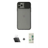 MARSİLYAN™- iPhone 11 Pro Max Kılıf Vadi Çizgi - Siyah 20D Premium Cam Ekran Koruyucu + Kamera Lens Koruma Cam - SF