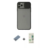 MARSİLYAN™- iPhone 11 Pro Max Kılıf Vadi Çizgi - Siyah 20D Premium Cam Ekran Koruyucu + Shine Kamera Lens Koruma Cam - GS